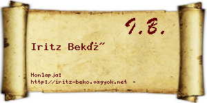 Iritz Bekő névjegykártya